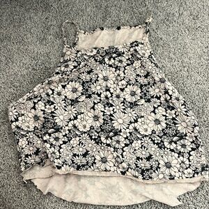 Black & Cream Pattern Halter Top